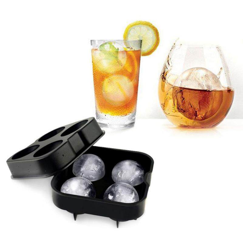 1pc Cocktail Whiskey Ice Ball Maker Tray 4 Large Silicone Ic