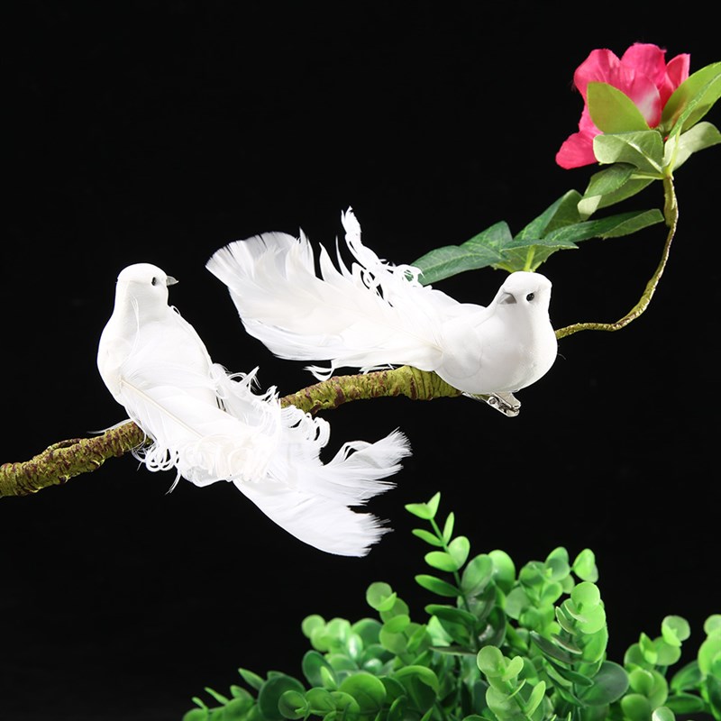 12pcs/set Simulation feather bird white pigeon artificial
