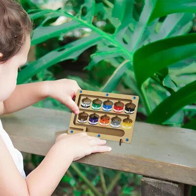 极速Wooden Magnetic Color Number Maze With 55 Beads Baby Mon