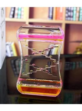 。滑梯礼物液体双色沙漏计时器水晶水滴流动双色油滴流沙摆件油漏