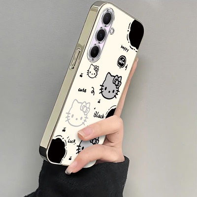 适用三星A56手机壳GalaxyA56保护套SM一A5660新款SMA外壳5G带手绳硅胶A565G全包SAMSUNG防摔Galaxy电镀KT猫女