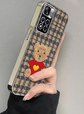 适用红米Note11Pro十手机壳RedmiNote115G套114G小米Redmi外壳noto电镀红衣小熊not4G5G全包n0te防摔+Por女生