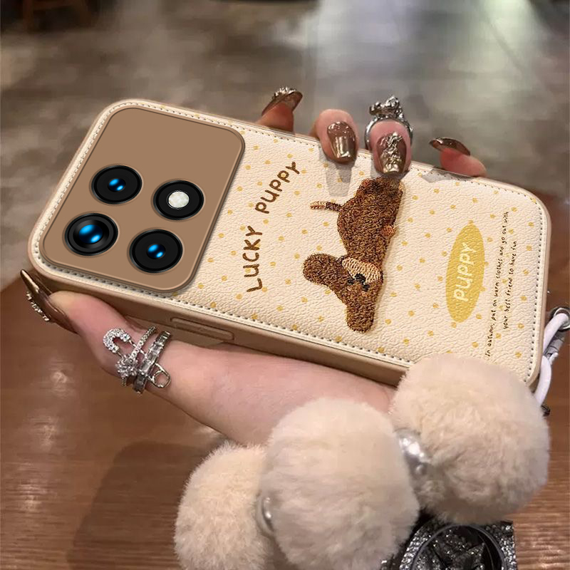 适用红米K70E手机壳小米RedmiK70E保护套Redmi新款K7OE外壳RED看K7E专用硅胶全包防摔高级感秋冬简约英文小狗