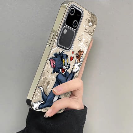 适用vivoS18手机壳S18Pro新款S18e防摔vivo保护套viovs全包por系列vovos外壳vos18e曲面屏电镀猫和老鼠viv0男