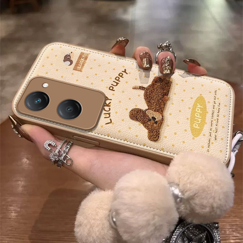 适用vivoY37手机壳vivo Y37保护套V2357A新款软硅胶全包防摔viviy步步高voviy维沃viv0丫voy毛绒秋冬英文小狗