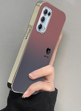 适用OPPOReno5手机壳OPPO新款Reno5pro+套OPPORen05pro电镀渐变爱心OPPOReon5全包OPPORenoK防摔OPPOR0PP0女