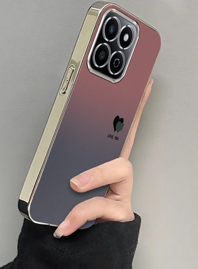 适用荣耀畅玩60Plus手机壳华为HONOR保护套Pius新款外壳畅享玩畅六零X60Puls硅胶全包防摔电镀渐变爱心女plus