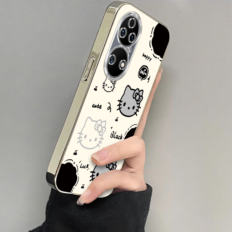 适用华为p50手机壳p5oe保护套ABR一AL60新款aloo全包防摔钢化膜外壳硅胶新品pe网红p50pro软pe女款电镀凯蒂猫