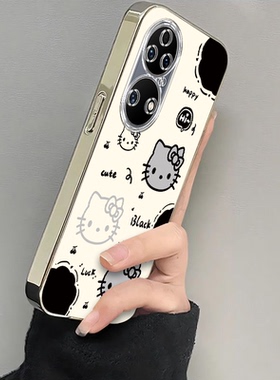 适用华为p50手机壳p5oe保护套ABR一AL60新款aloo全包防摔钢化膜外壳硅胶新品pe网红p50pro软pe女款电镀凯蒂猫