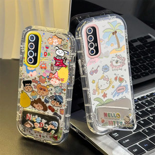 适用PCRM00手机壳OPPOPCRM00保护PCRMOO套OPPOPCRMOO新款OPPOReno3Pro全包OPPO防摔Reno女生镜面泡芙KT猫小新