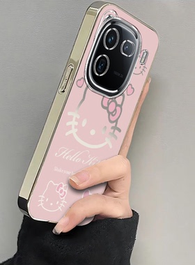 适用iQOO12手机壳vivoiQOO12Pro电镀粉色kt猫保护套iQ12爱酷iCOO新款软壳iQ0012全包防摔iPOO女专用外壳可爱