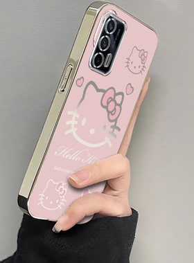 适用RMX2202手机壳realme真我GT保护OPPO套realmeRMX新款外壳电镀粉色kt猫全包RealmeGT1女款reamlme/reαlme