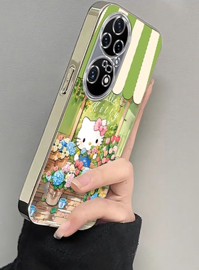 适用华为P50pro手机壳女新款P50全包防摔外壳P50E的软壳保护套tdtechp50电镀春日KT猫荣耀P5Opor带挂绳p59pr0