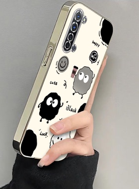 适用PDCM00手机壳PCLM50套OPPO新款Reno3元气版OPPOPDCM00电镀猫爪煤球全包PDCMOO防摔OPPOReno35G女款带手绳