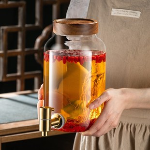 泡酒玻璃瓶家用带龙头人参药酒专用密封酿酒罐白酒空V瓶10斤酒坛