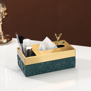 抽纸盒美式奢华轻奢纸巾盒欧式高E档餐巾纸盒家用客厅茶几收纳盒