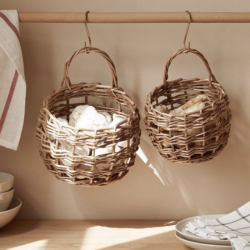 柳编姜蒜收纳筐厨k房竹编篮蒜头复古壁挂篮手提编织小花篮藤编挂,收纳整理,其他收纳篮,淘宝优惠券,粉丝福利购,淘宝优惠卷