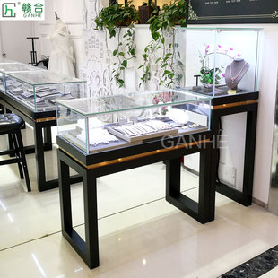 黑色橱窗饰品展柜台烤漆珠宝展示柜古K董柜台中式玉石玻璃柜子