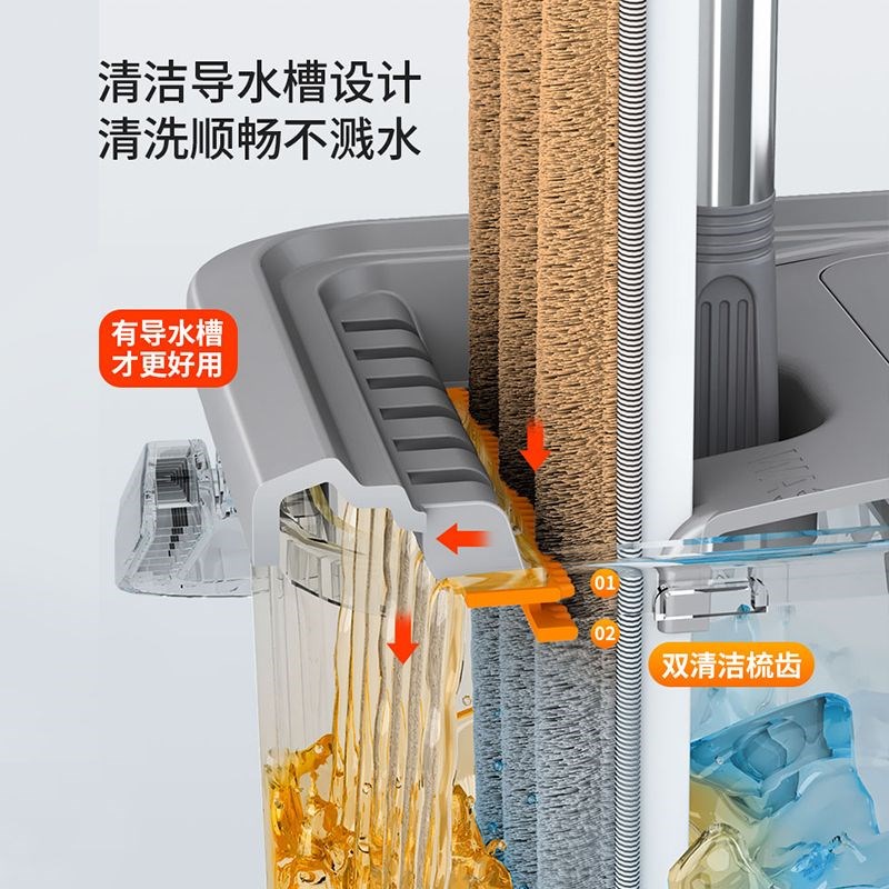 2024新c款喷水雾免手洗拖把家用一拖净平板墩布刮刮乐拖地懒人神