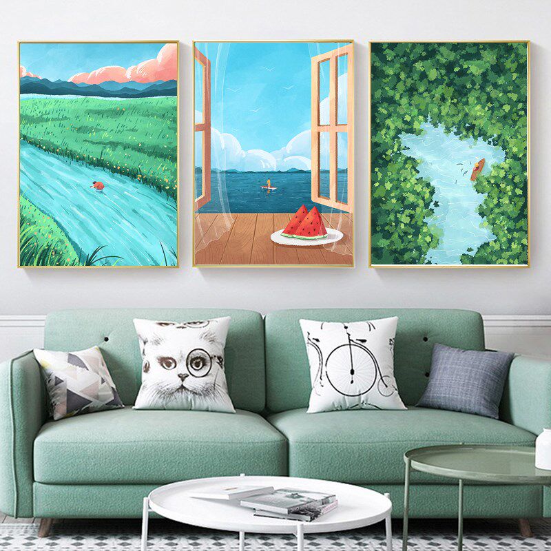 医院心理风景h减压心理咨询室挂图布置减压室装饰画治愈系解压挂