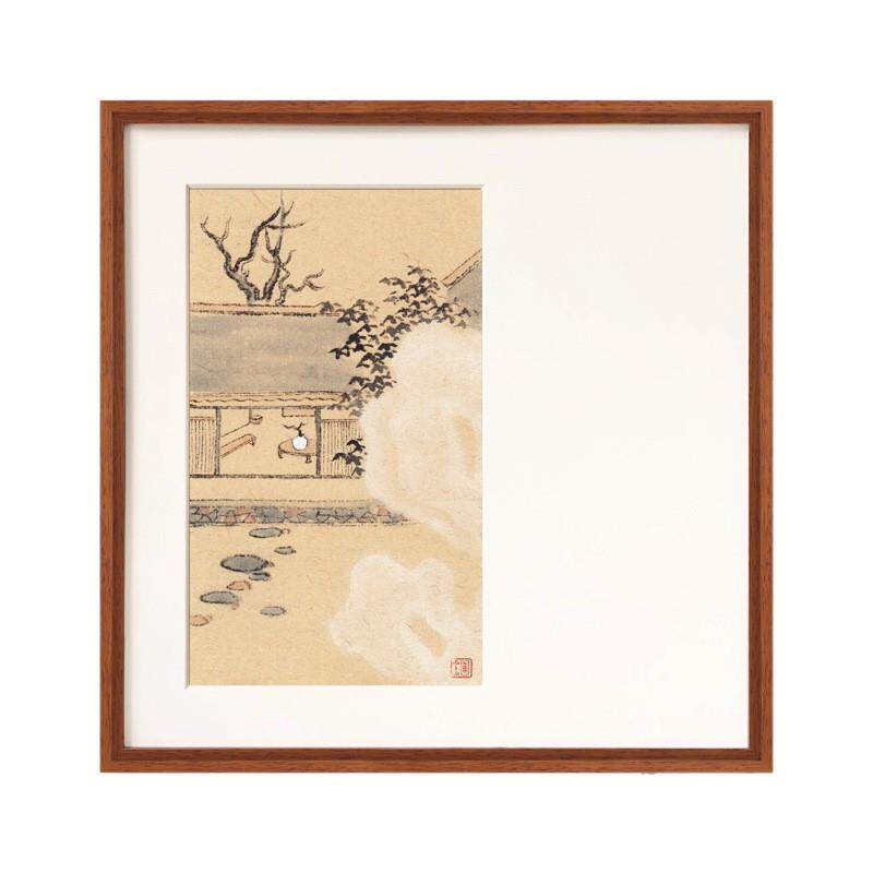 方形新中式日式茶室禅意水墨装饰画客厅书房卧室餐厅原木风民宿画