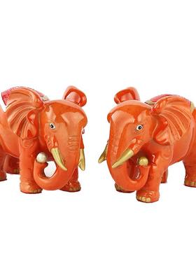 厂家铜大象吸水大象摆件一对黄铜珠宝象直鼻弯鼻