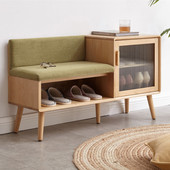 家用门口软包坐垫 现代简约实木换鞋 凳 客厅靠墙多功能收纳穿鞋