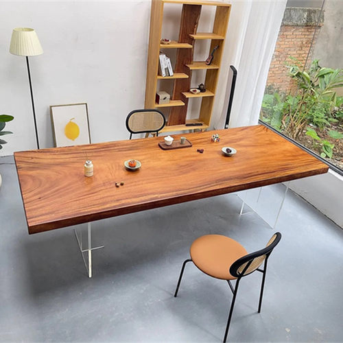 尺寸：248*93*6.5 南美胡桃木大板 自然边  原木色