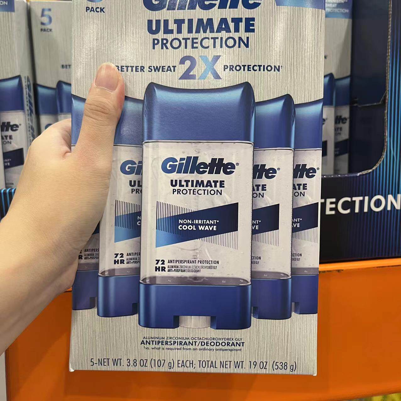 美国Gillette 吉列男士止汗香体膏止汗露快干啫喱 107g