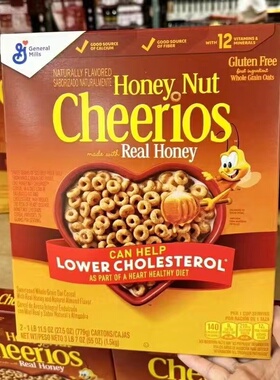 美国通用磨坊cheerios蜂蜜燕麦圈甜麦圈即食冲饮谷物 现货