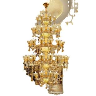 别墅复式 水晶灯具 楼客厅大吊灯楼梯挑空跃层大厅loft楼中楼长欧式