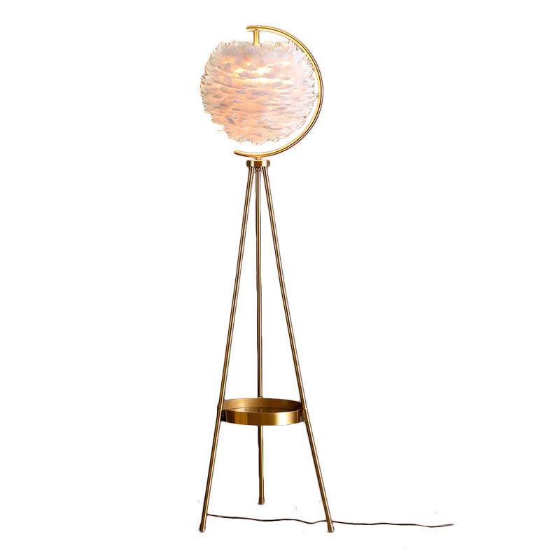 羽毛落地灯卧室公主客厅装饰北欧轻奢网红意式设计师艺术氛围台灯