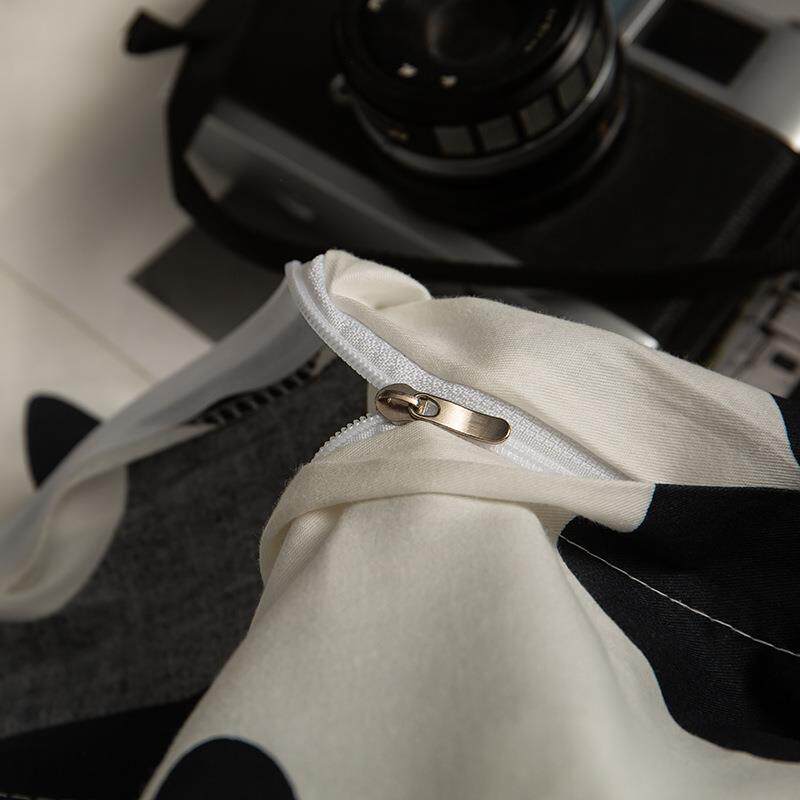 黑白奶牛纯棉床上四件套全棉被套宿舍床单人三件套床笠床品男被罩