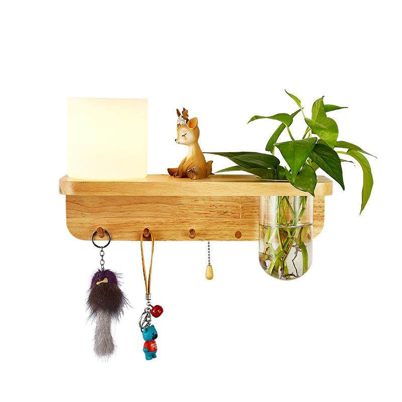 室内壁灯可种植物实木创意阳台客厅LED走廊家居墙壁木艺壁挂式