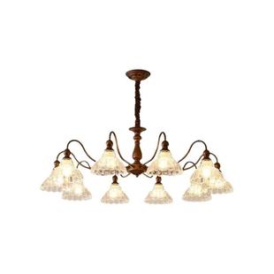 复古大厅灯酒店餐厅灯玻璃吊灯 客厅吊灯中古风卧室灯美式 新款 法式