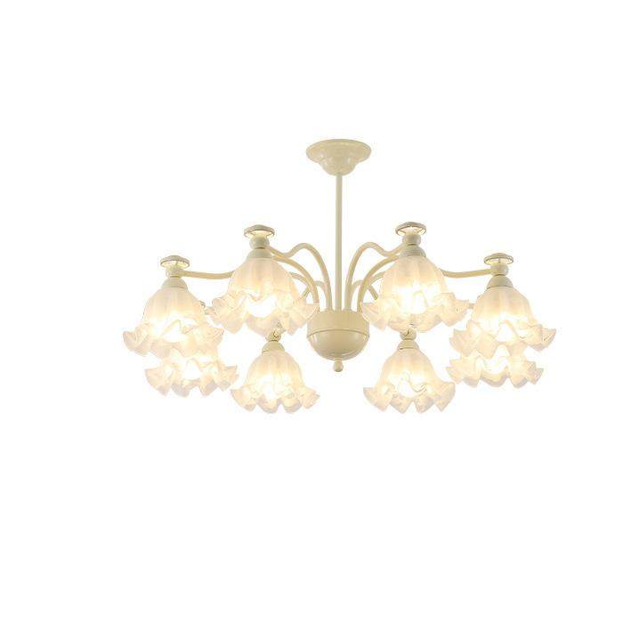 法式奶油风客厅吊灯铃兰花网红氛围玻璃客厅大气餐厅灯书房卧室灯