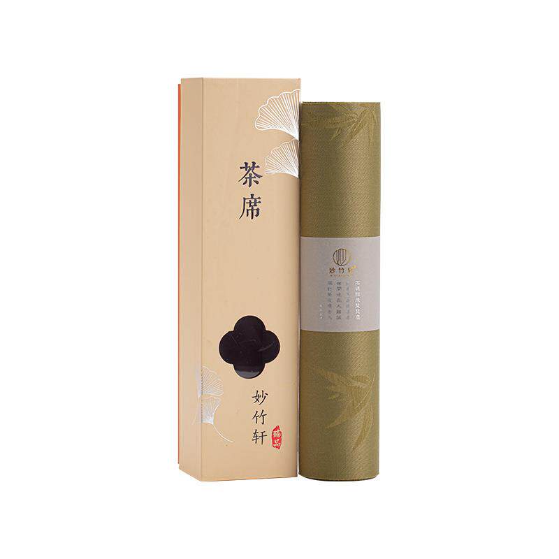 织锦双面文竹长款茶席中式禅意防水桌布高端国风布艺桌旗