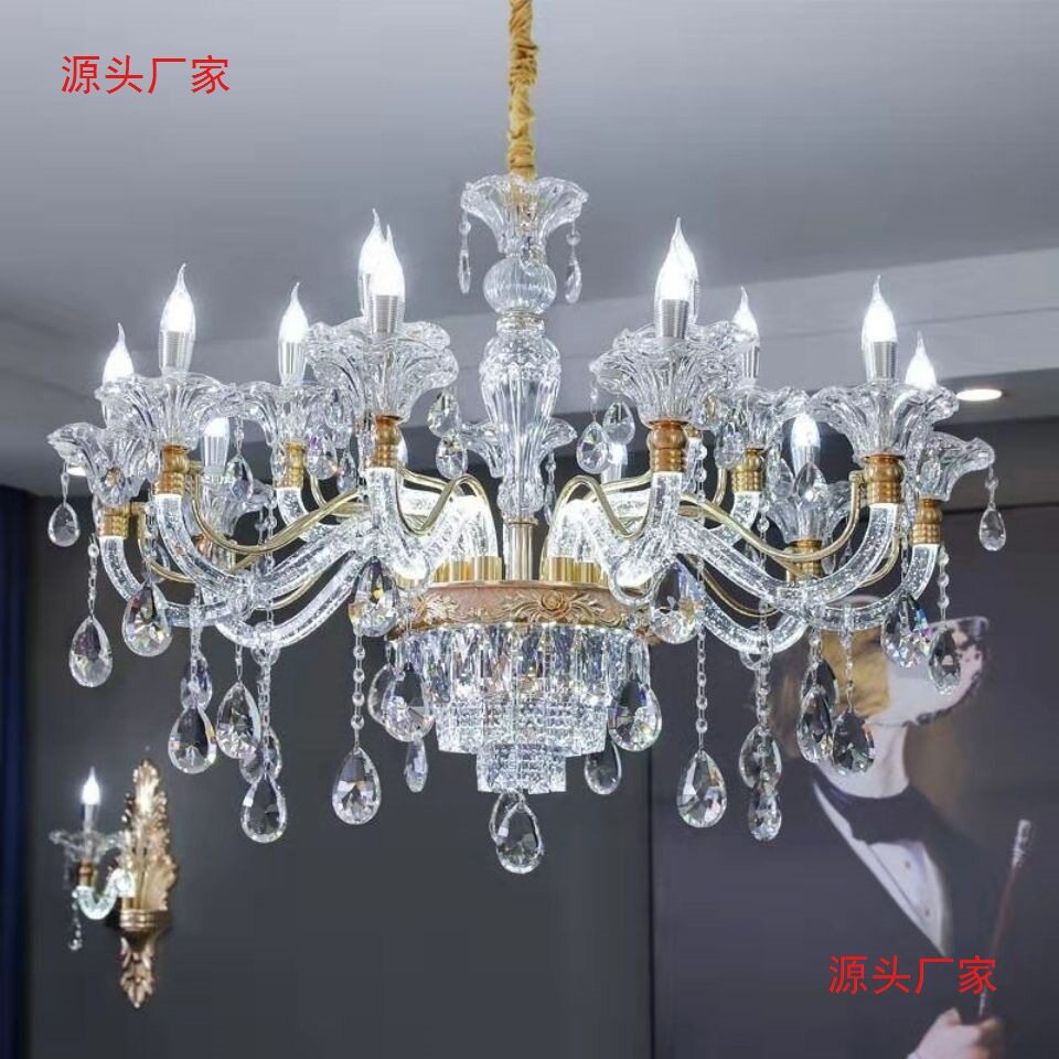 新款欧式吊灯客厅灯水晶吊灯灯臂发光豪华大气家用灯具酒店餐厅灯