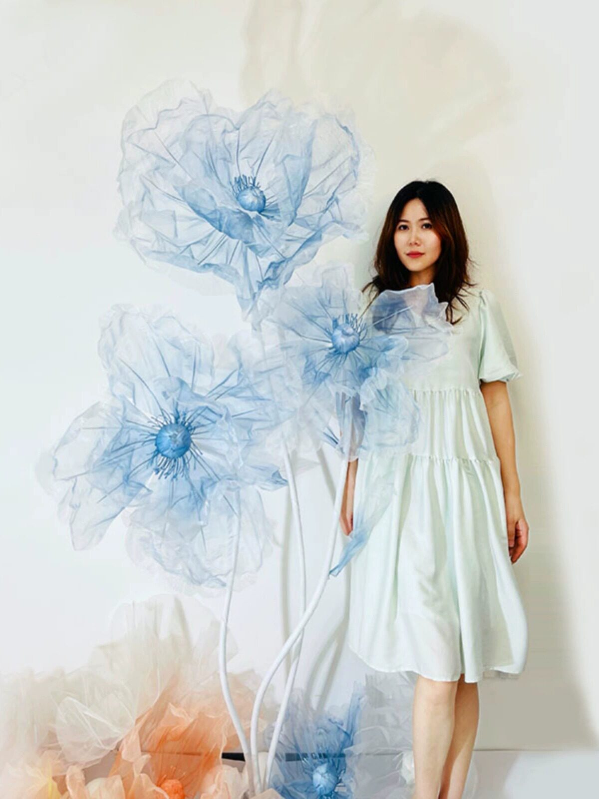 虞美人星空纱网红花婚礼婚庆装饰布置摆件手工纸艺仿真花橱窗美