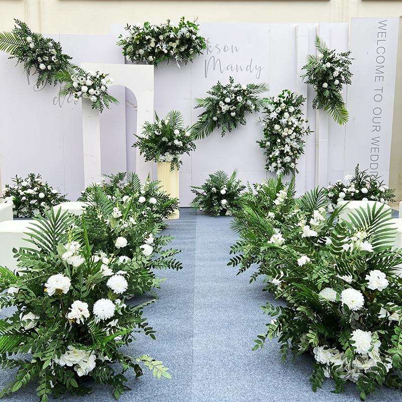 森系仿真花地排花婚庆道具路引花绢花婚礼t台花艺场景舞台布置