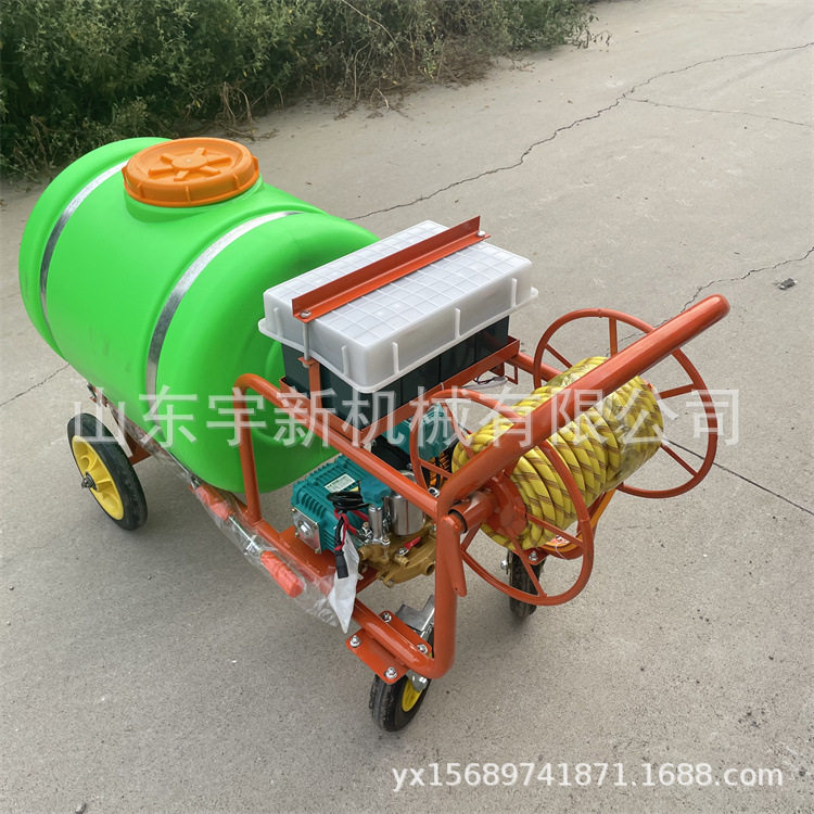 农用四轮手推打药机柴油推车式园林打药车自动卷管喷药机
