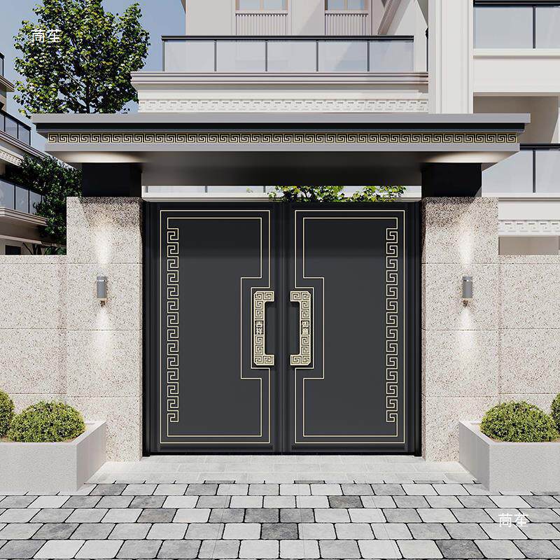 铝合金单双开大门不锈钢新中式庭院别墅门大乡村自建房入户花园门