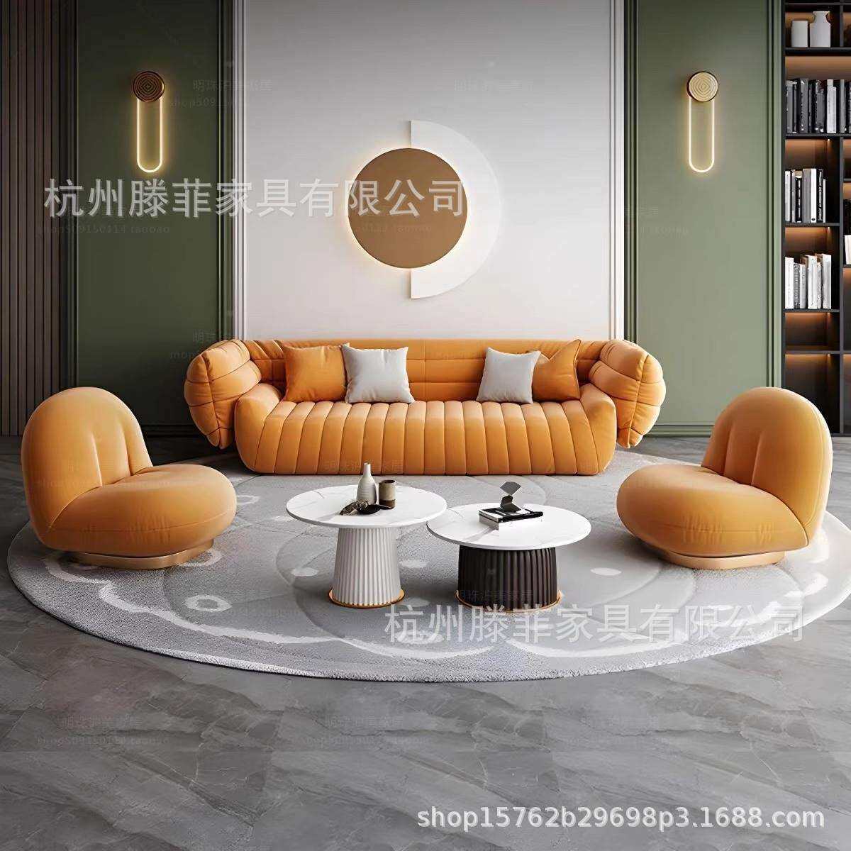 意式baxter轻奢客厅布艺三人香蕉船沙发北欧极简约现代设计师酒店