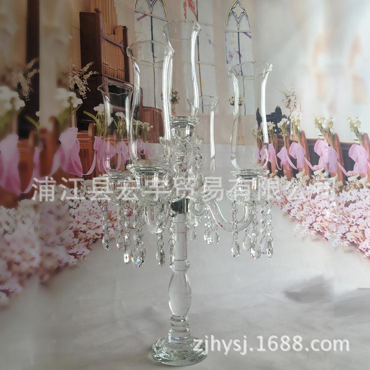 直销欧式创意水晶烛台婚庆道具烛光晚餐九头烛台浪漫造型