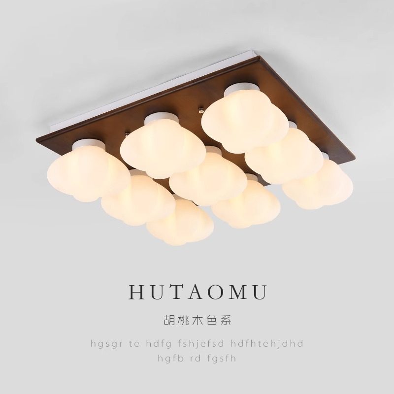 客厅灯吸顶灯简约实木设计师奶油风主卧室灯入户玄关衣帽间灯具