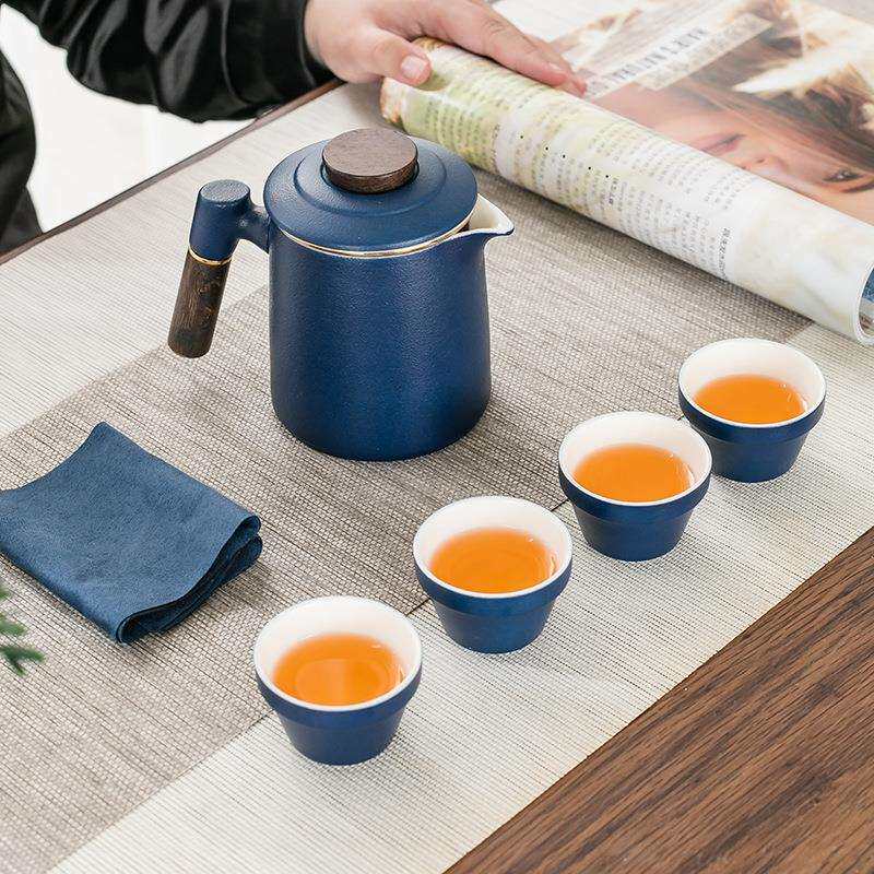 便携式旅行茶具小套装户外简易功夫泡茶壶茶杯露营快客杯一壶四杯