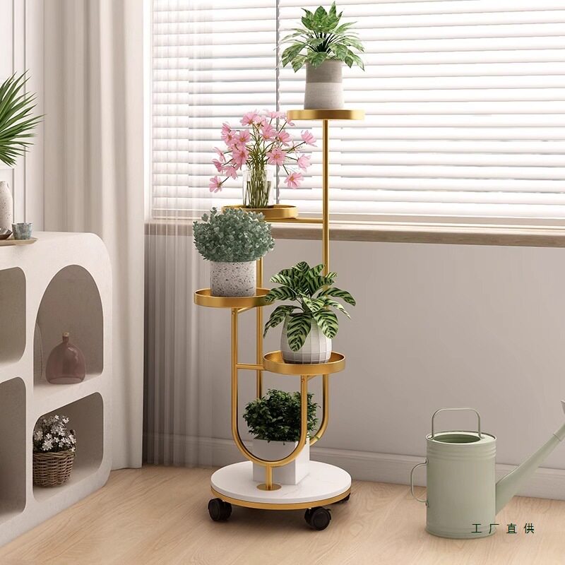 花架子客厅落地式花盆阳台置物架可移动植物摆放架多层铁艺花盆架