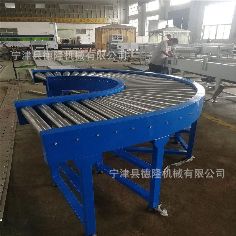 180度滚筒转弯输送机u型滚筒流水线辊道线自动化动力滚筒输送机