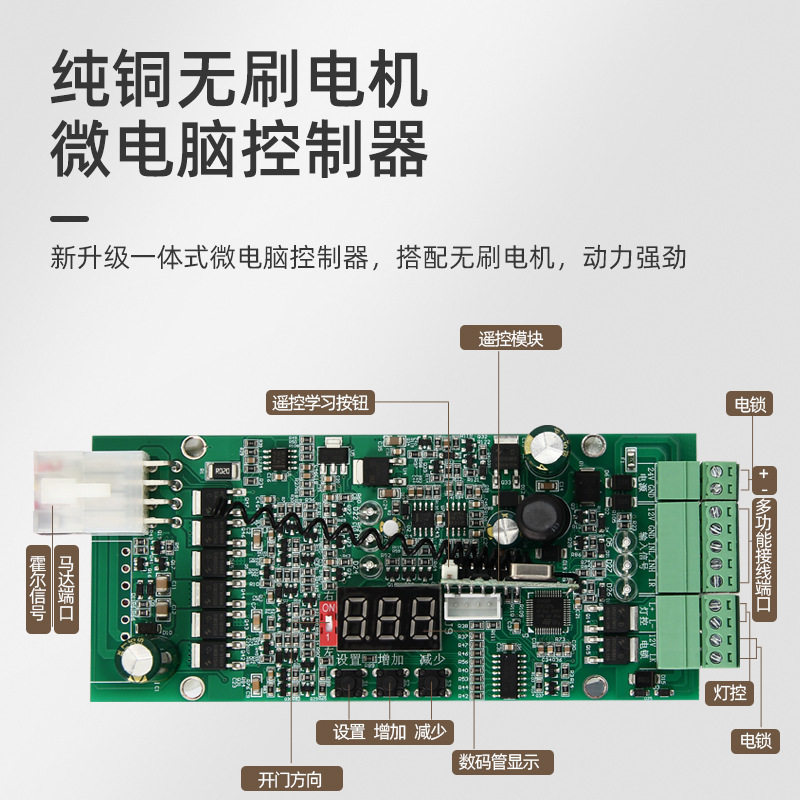 主板控制电路板平开门机闭门器配件含螺丝接口连接器电动门车库门