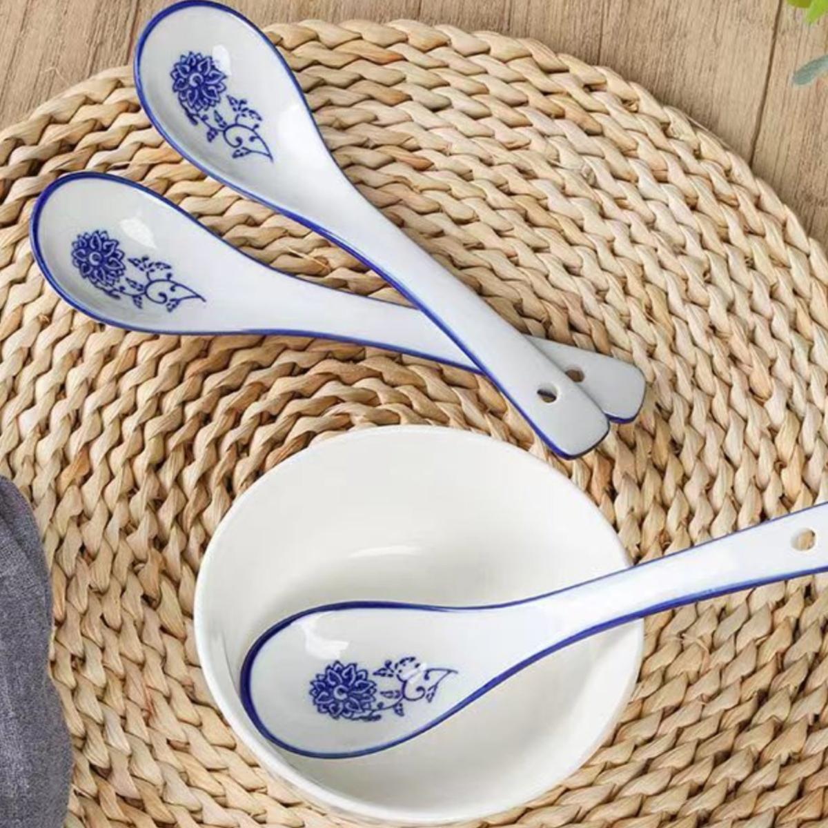 ?首单直降青花陶瓷勺子家用勺子汤匙喝汤瓷勺酒店商用餐厅饭店学